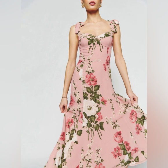 Reformation Nadira Dress in rose pink floral,, brand new, never worn. - Picture 4 of 10